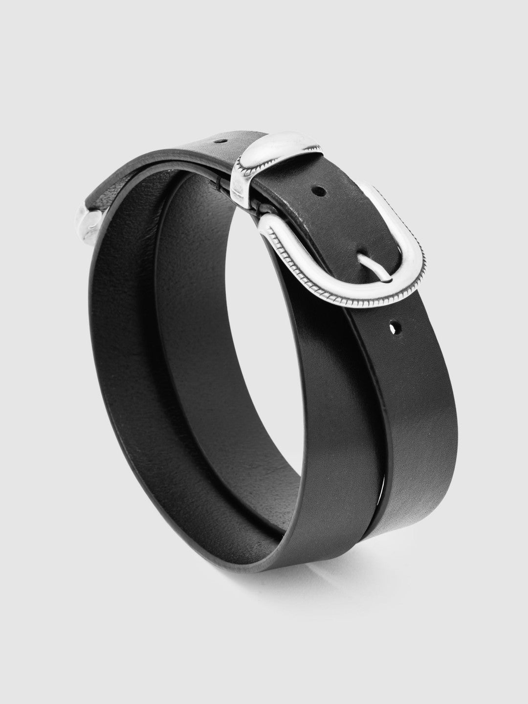 Men Leather Western Belt in Black