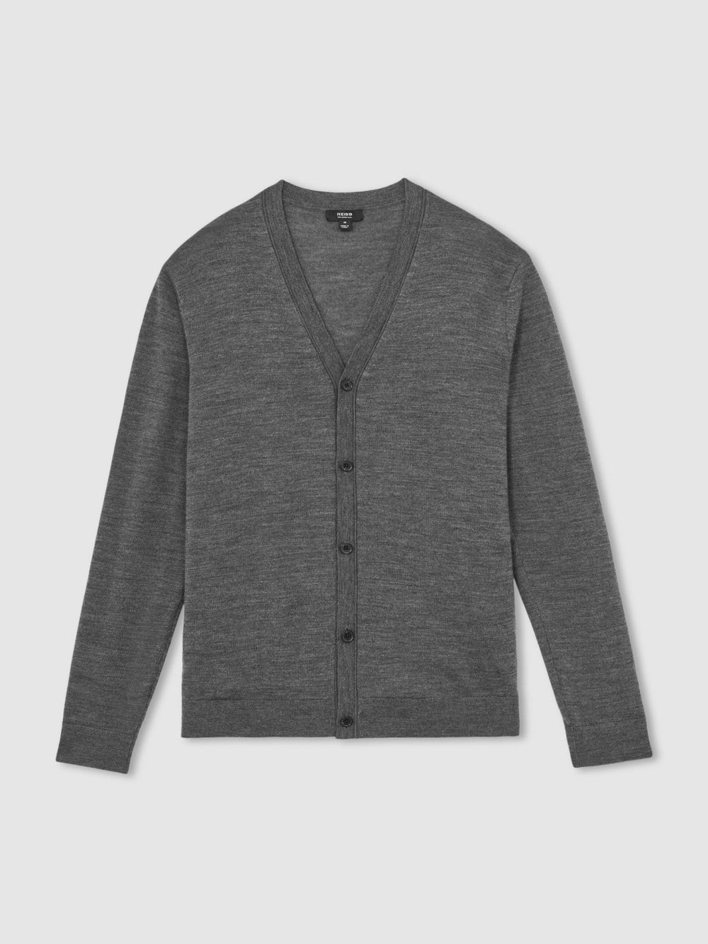 Men Merino Wool Button-Through Cardigan in Derby Grey Melange