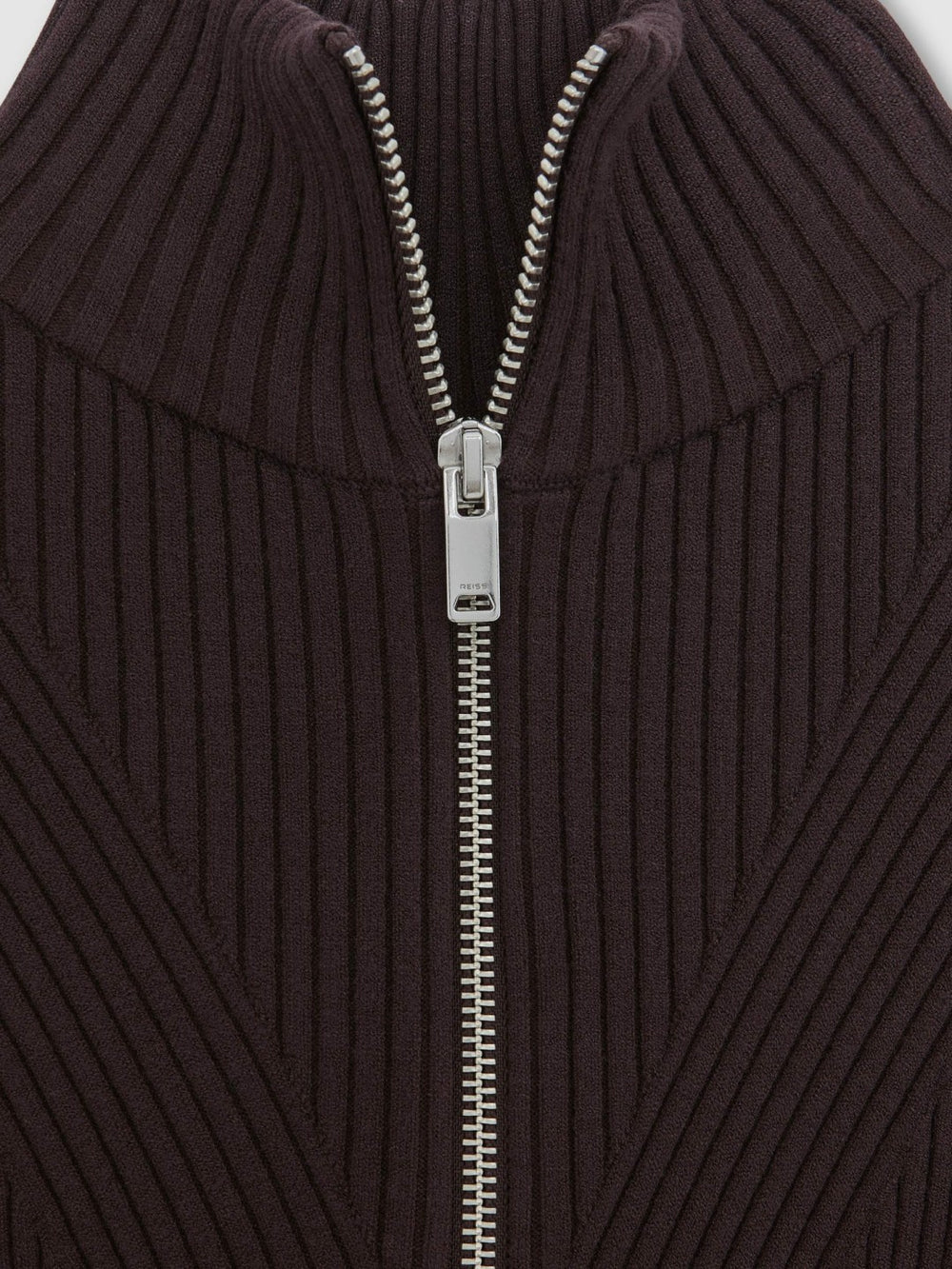 Women Rib-Knit Belted Half-Zip Flippy Dress in Plum Purple