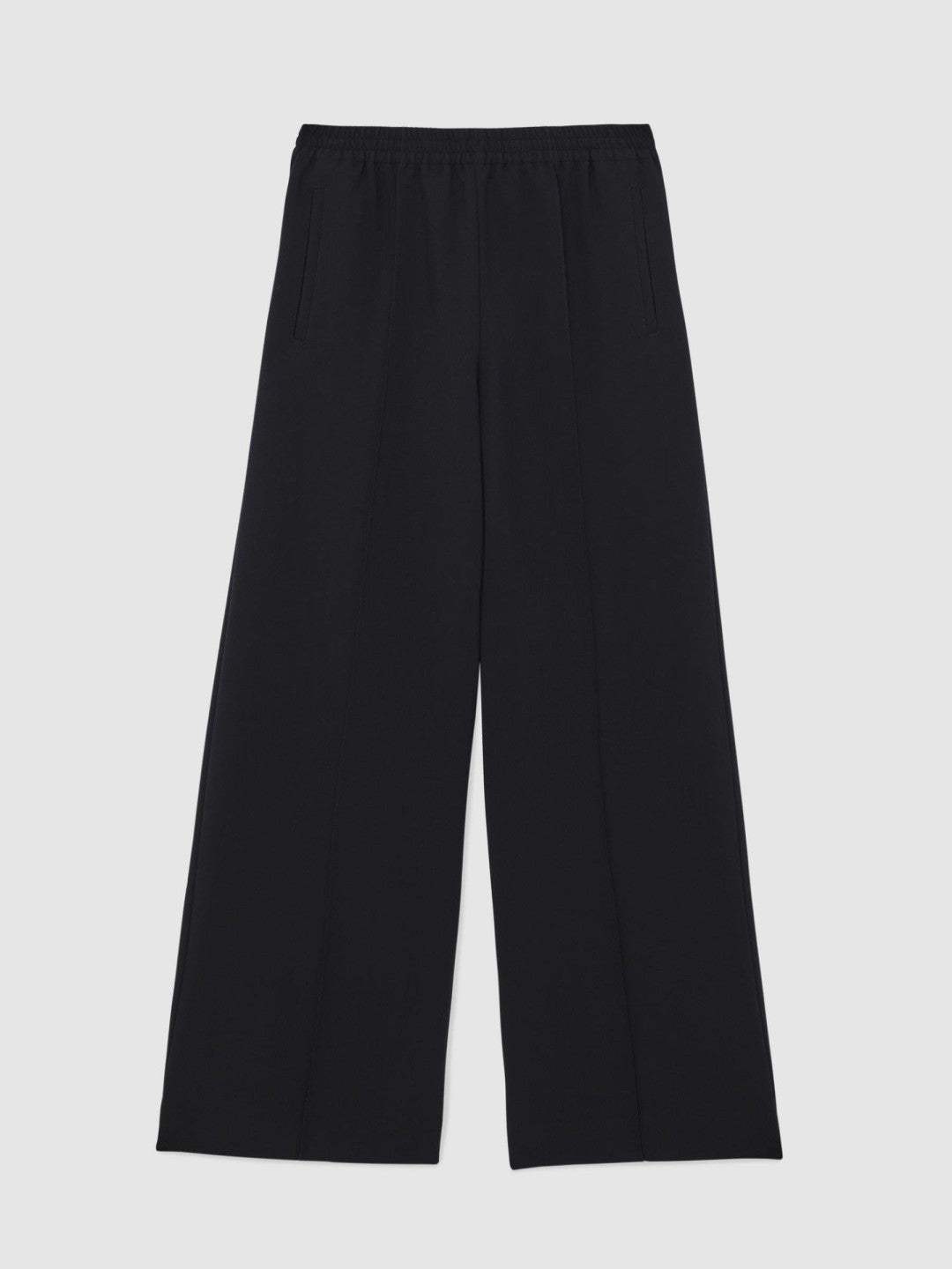 Women Petite Wide Leg Elasticated Waist Trousers in Navy