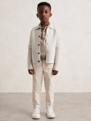 Children & Baby 3-9 yrs Button-Through Knitted Cardigan in Oatmeal Melange