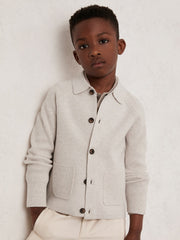 Children & Baby 9-13 yrs Button-Through Knitted Cardigan in Oatmeal Melange
