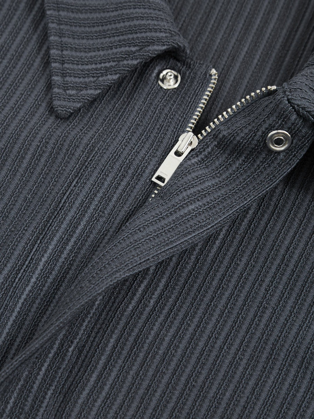 Men Oversized Textured Stripe Polo Shirt in Petrol Blue