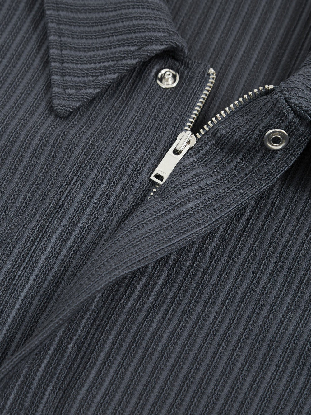 Men Oversized Textured Stripe Polo Shirt in Petrol Blue