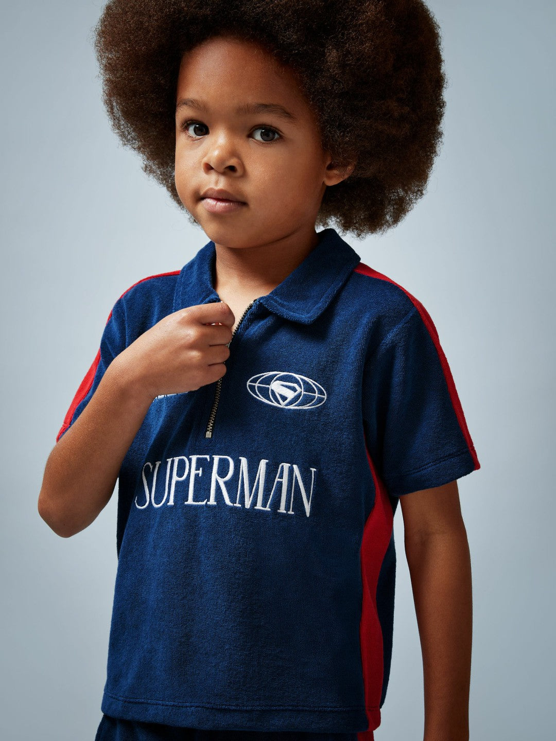 Children & Baby 3-9 yrs Superman Towelling Polo Shirt in Blue/Red