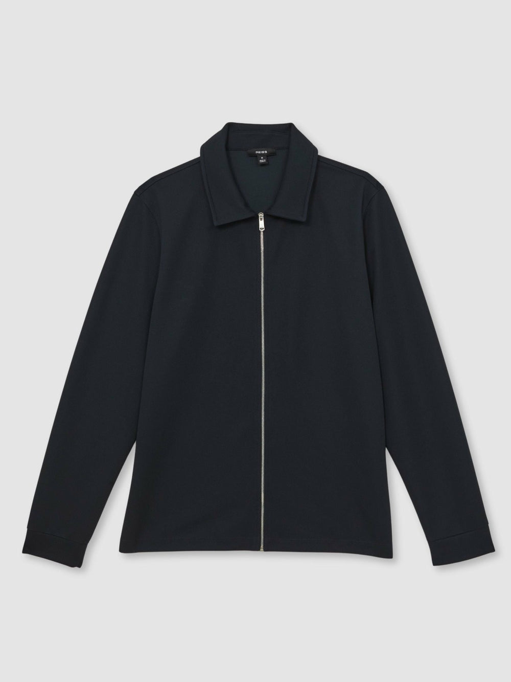 Men Textured Zip Through Overshirt in Navy