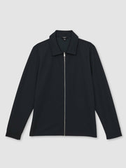 Men Textured Zip Through Overshirt in Navy