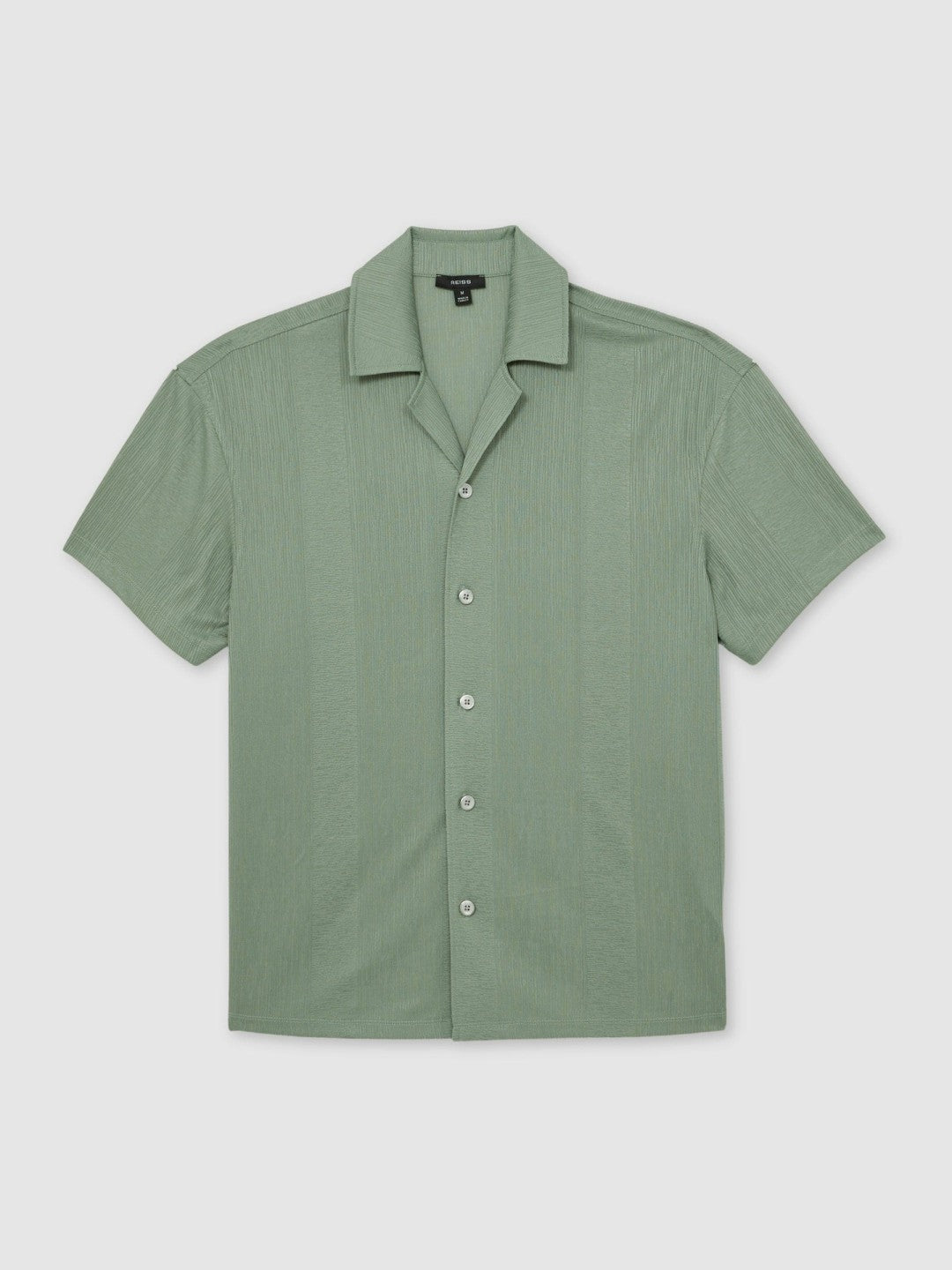Men Jacquard-Stripe Cuban-Collar Shirt in Mint Green