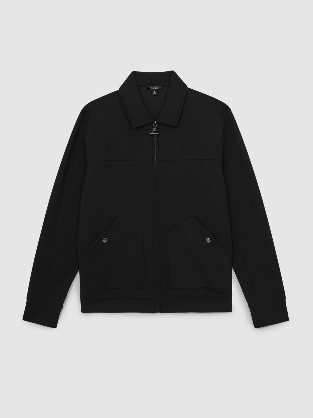Men Interlock Zip Through Overshirt in Black