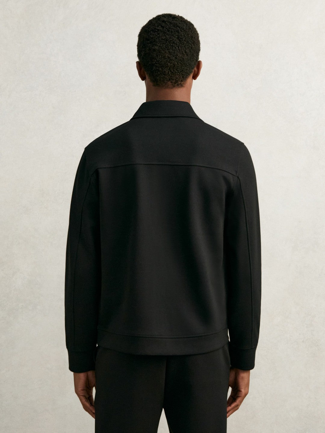 Men Interlock Zip Through Overshirt in Black
