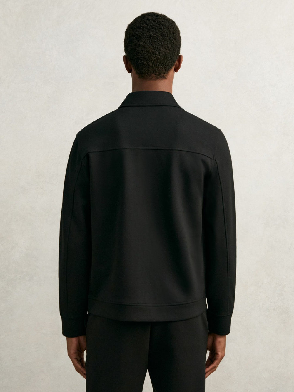 Men Interlock Zip Through Overshirt in Black