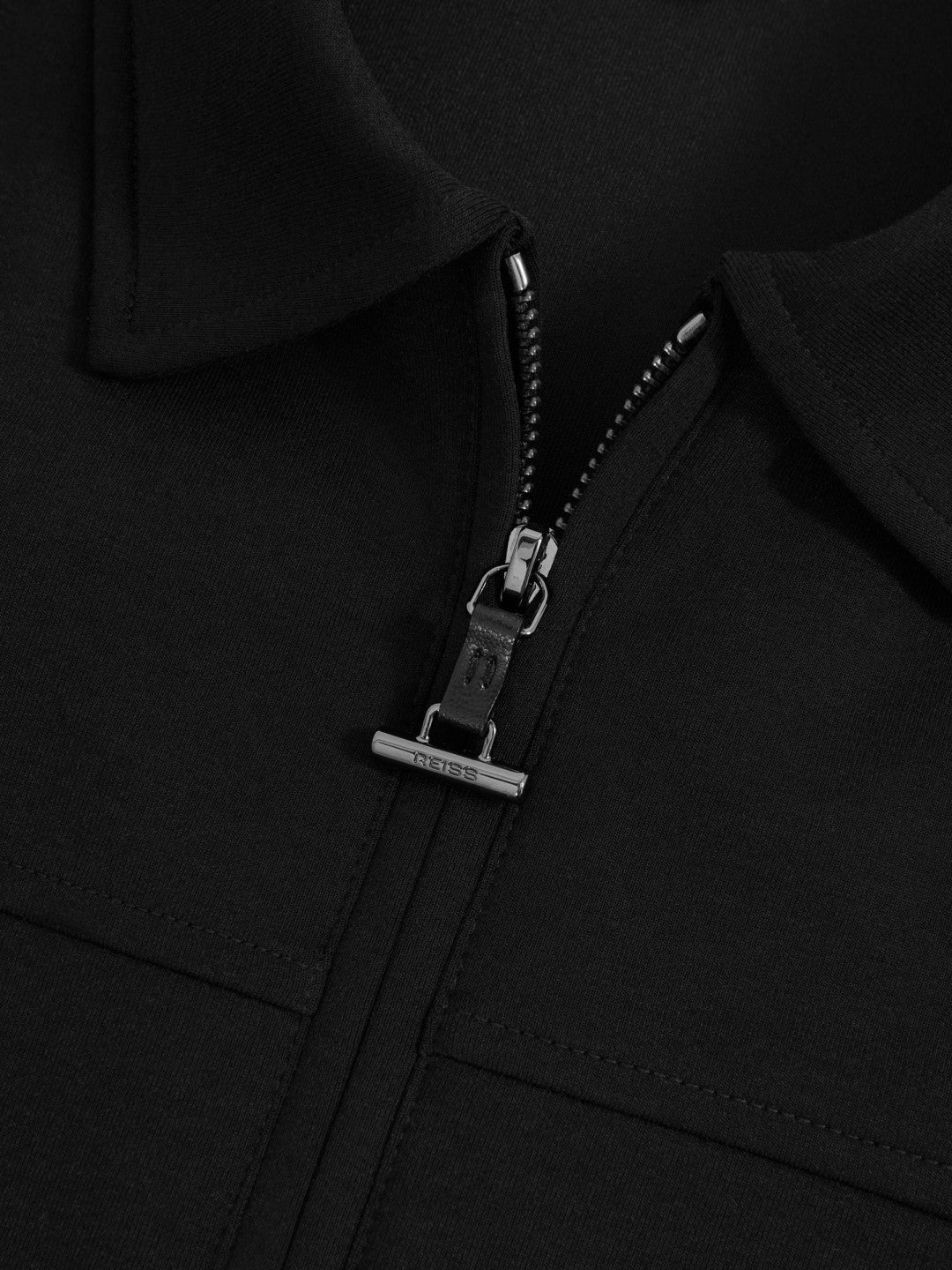 Men Interlock Zip Through Overshirt in Black