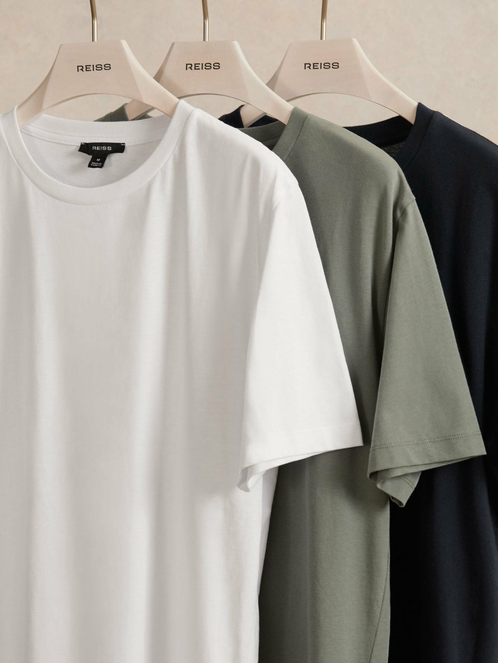 Men T-Shirts 3 Pack in White/Navy/Dark Sage Green