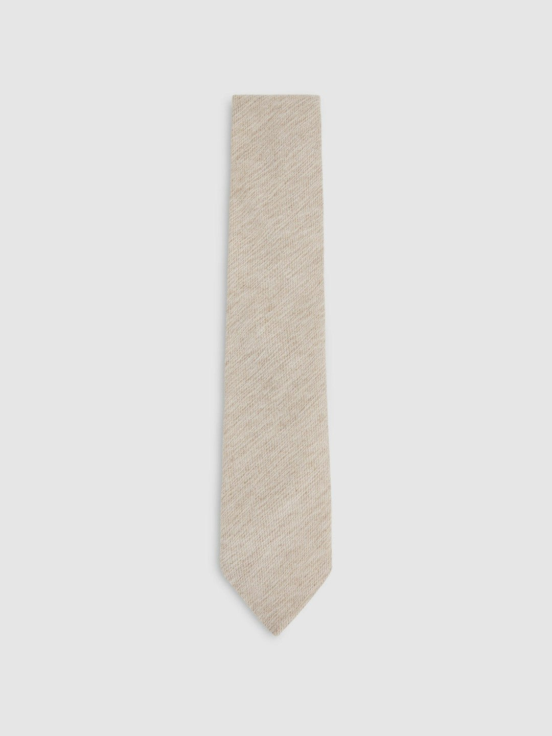 Men Wool-Silk Textured Tie in Oatmeal