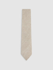 Men Wool-Silk Textured Tie in Oatmeal
