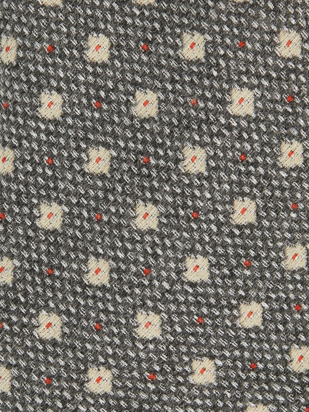 Men Wool-Silk Floral-Medallion Tie in Grey