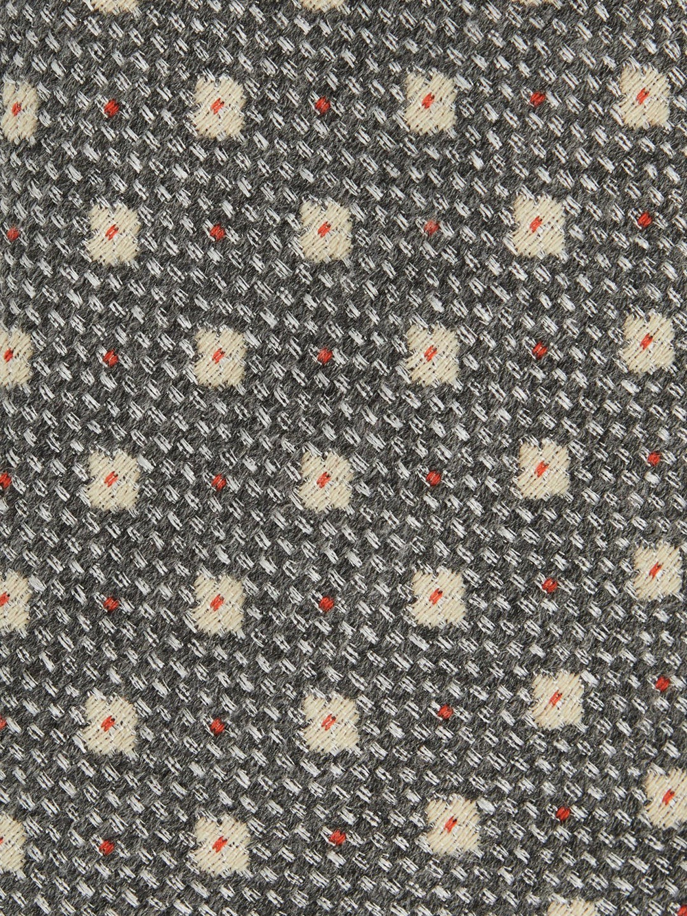 Men Wool-Silk Floral-Medallion Tie in Grey