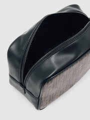 Men Coated Canvas Monogram Wash Bag in Grey Multi