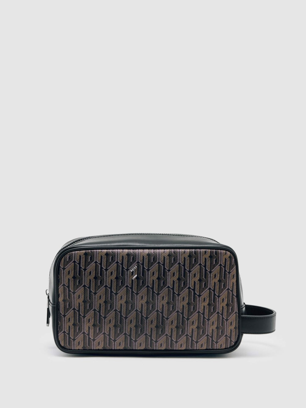 Men Coated Canvas Monogram Wash Bag in Grey Multi
