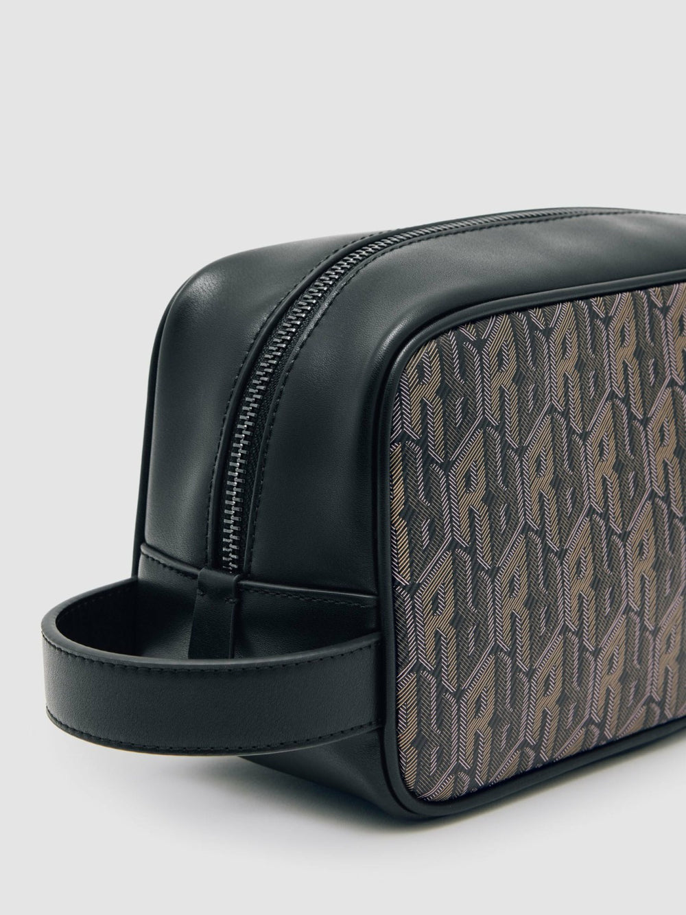 Men Coated Canvas Monogram Wash Bag in Grey Multi