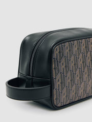 Men Coated Canvas Monogram Wash Bag in Grey Multi