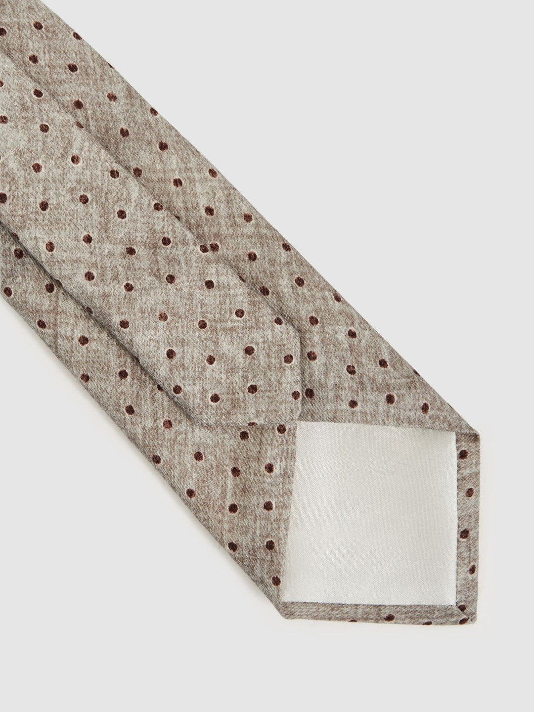 Men Wool-Cotton Polka-Dot Tie in Grey Melange