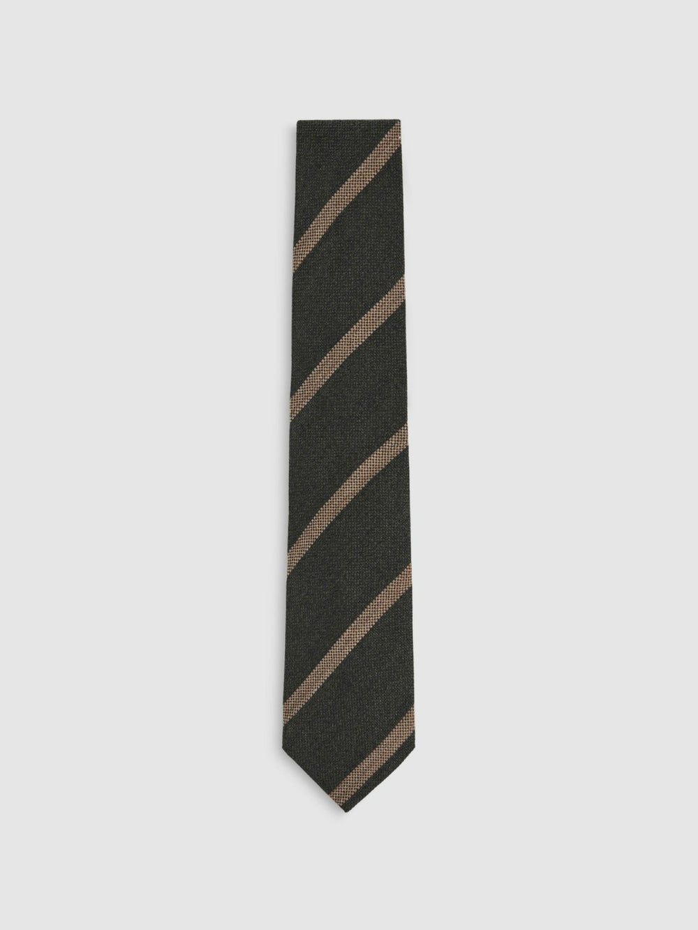 Men Wool-Silk Striped Tie in Forest Green