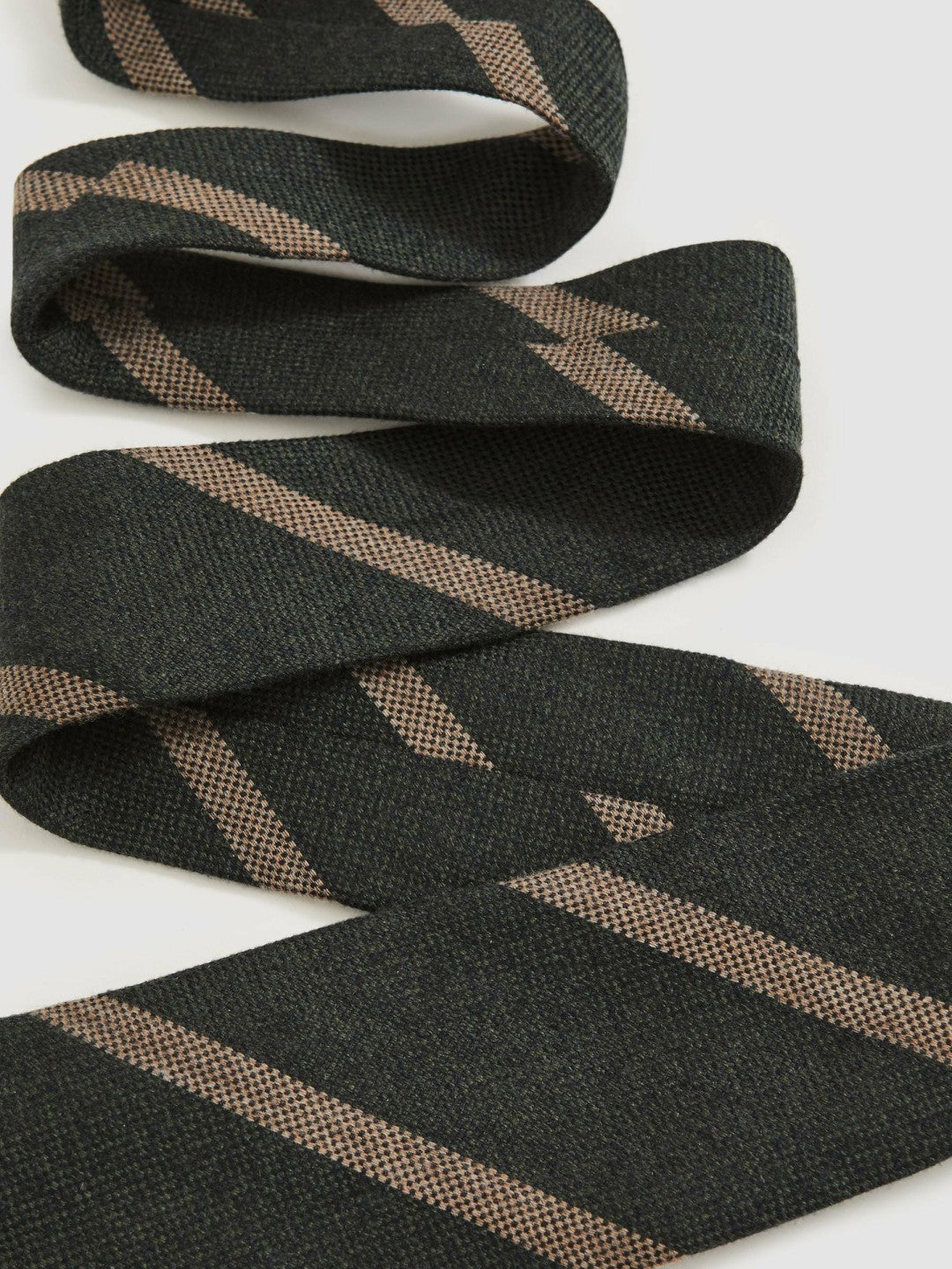 Men Wool-Silk Striped Tie in Forest Green