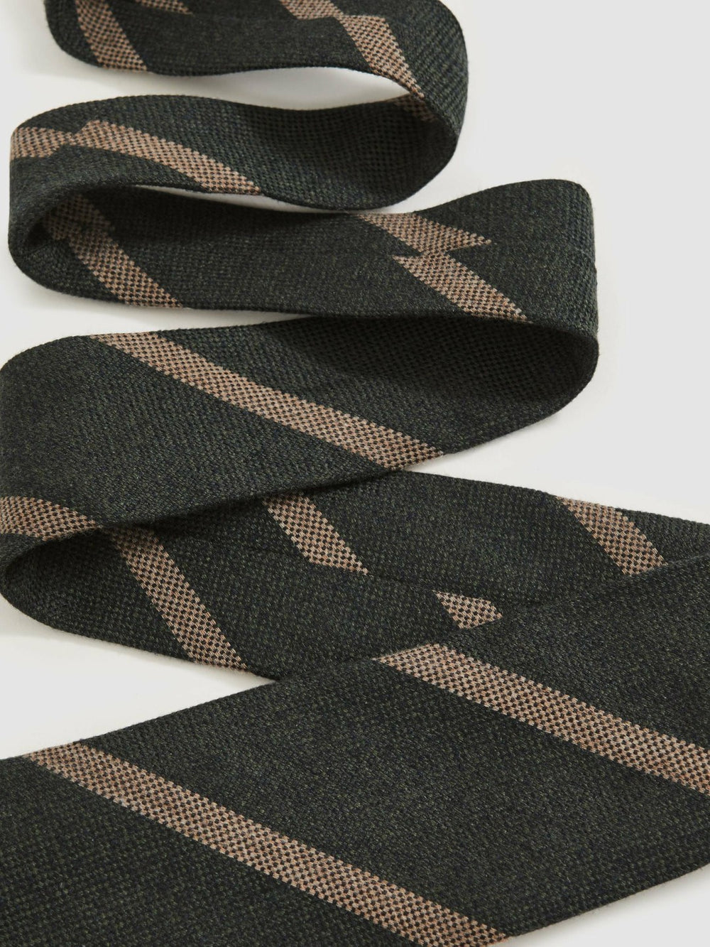 Men Wool-Silk Striped Tie in Forest Green