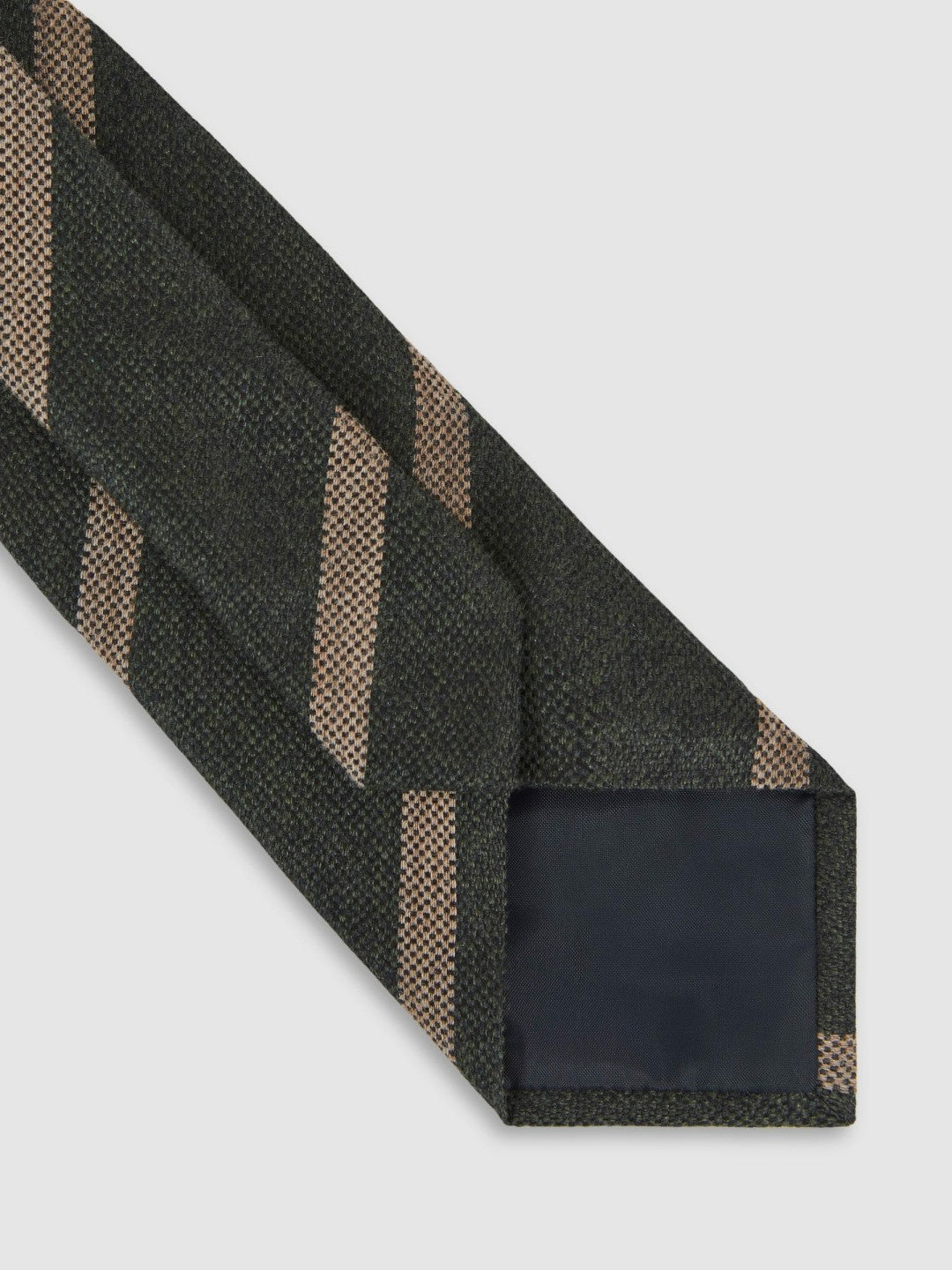 Men Wool-Silk Striped Tie in Forest Green