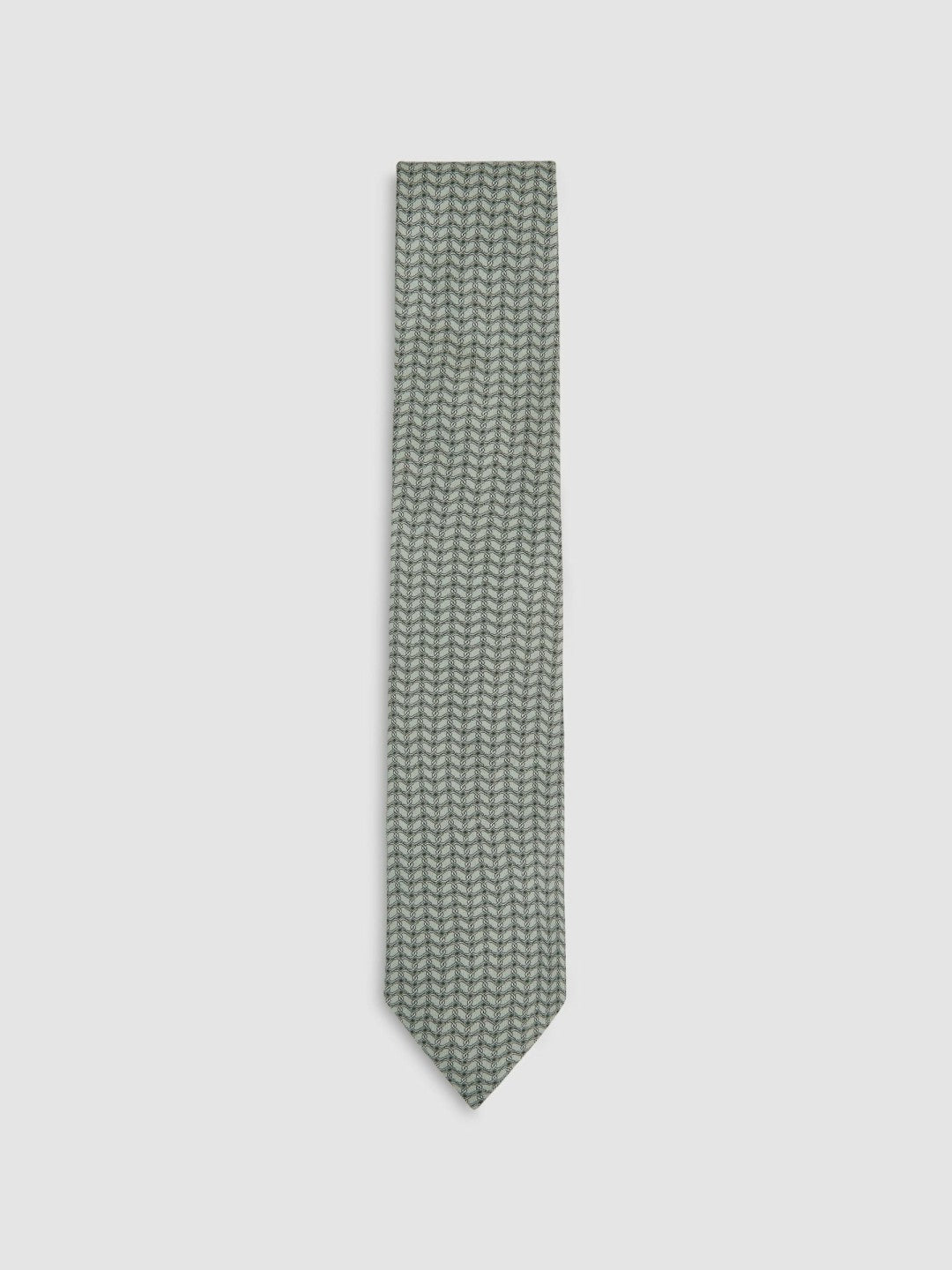 Men Silk Geometric-Chain Print Tie in Sage