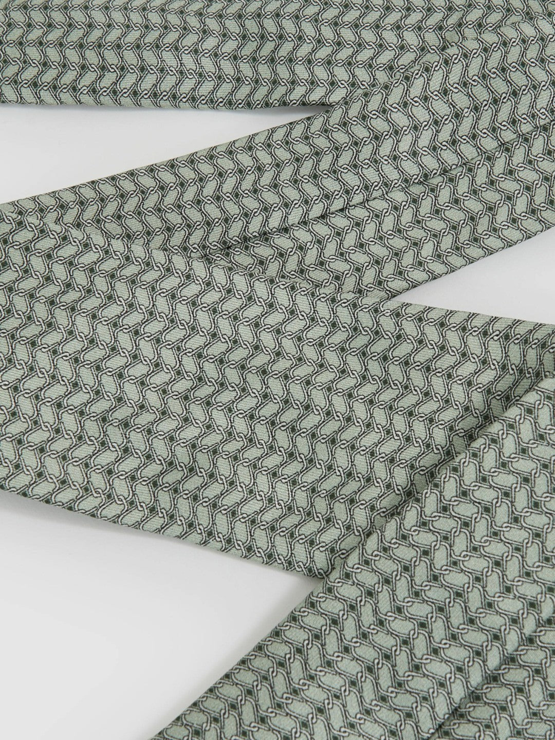 Men Silk Geometric-Chain Print Tie in Sage