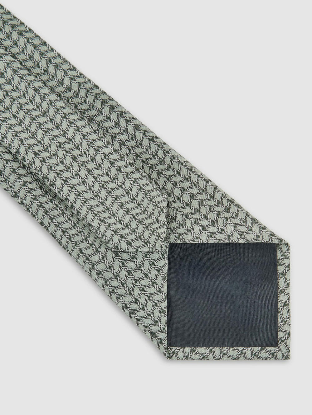 Men Silk Geometric-Chain Print Tie in Sage