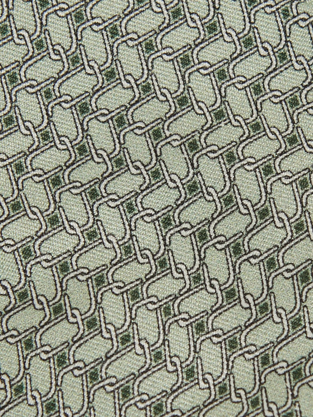 Men Silk Geometric-Chain Print Tie in Sage