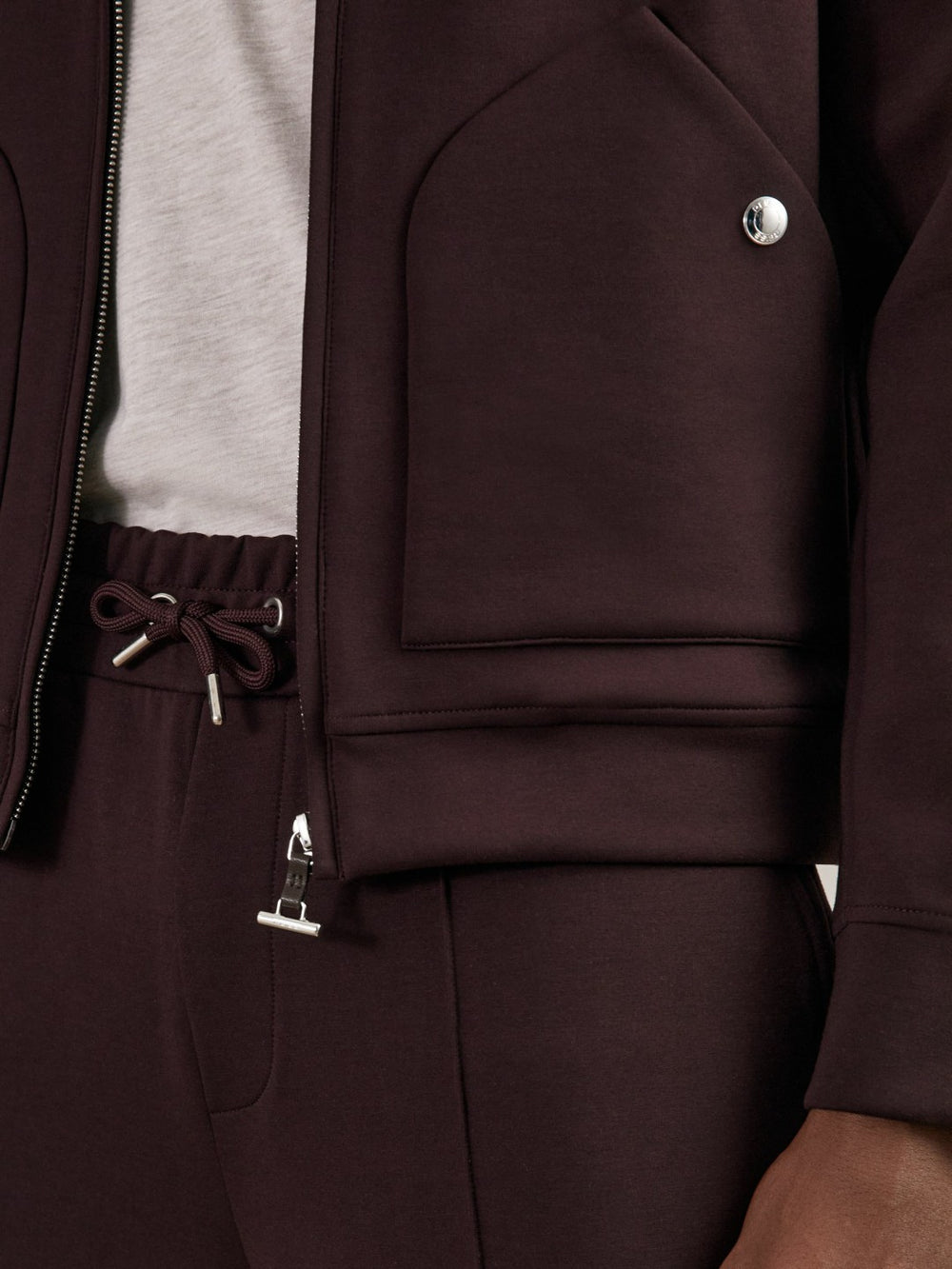 Men Interlock Zip Through Overshirt in Cherry Red