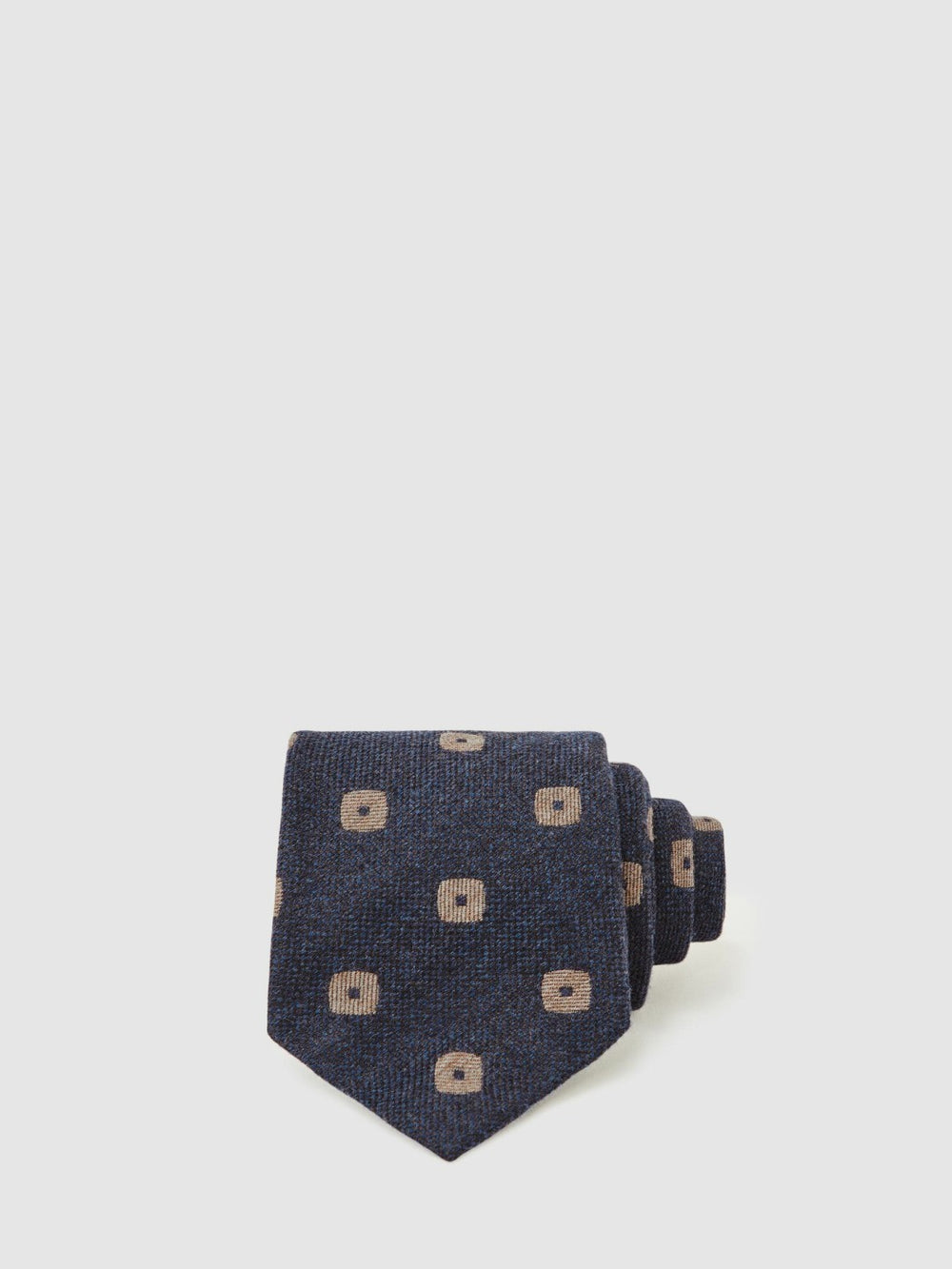 Men Silk-Wool Square-Medallion Tie in Navy