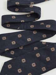 Men Silk-Wool Square-Medallion Tie in Navy