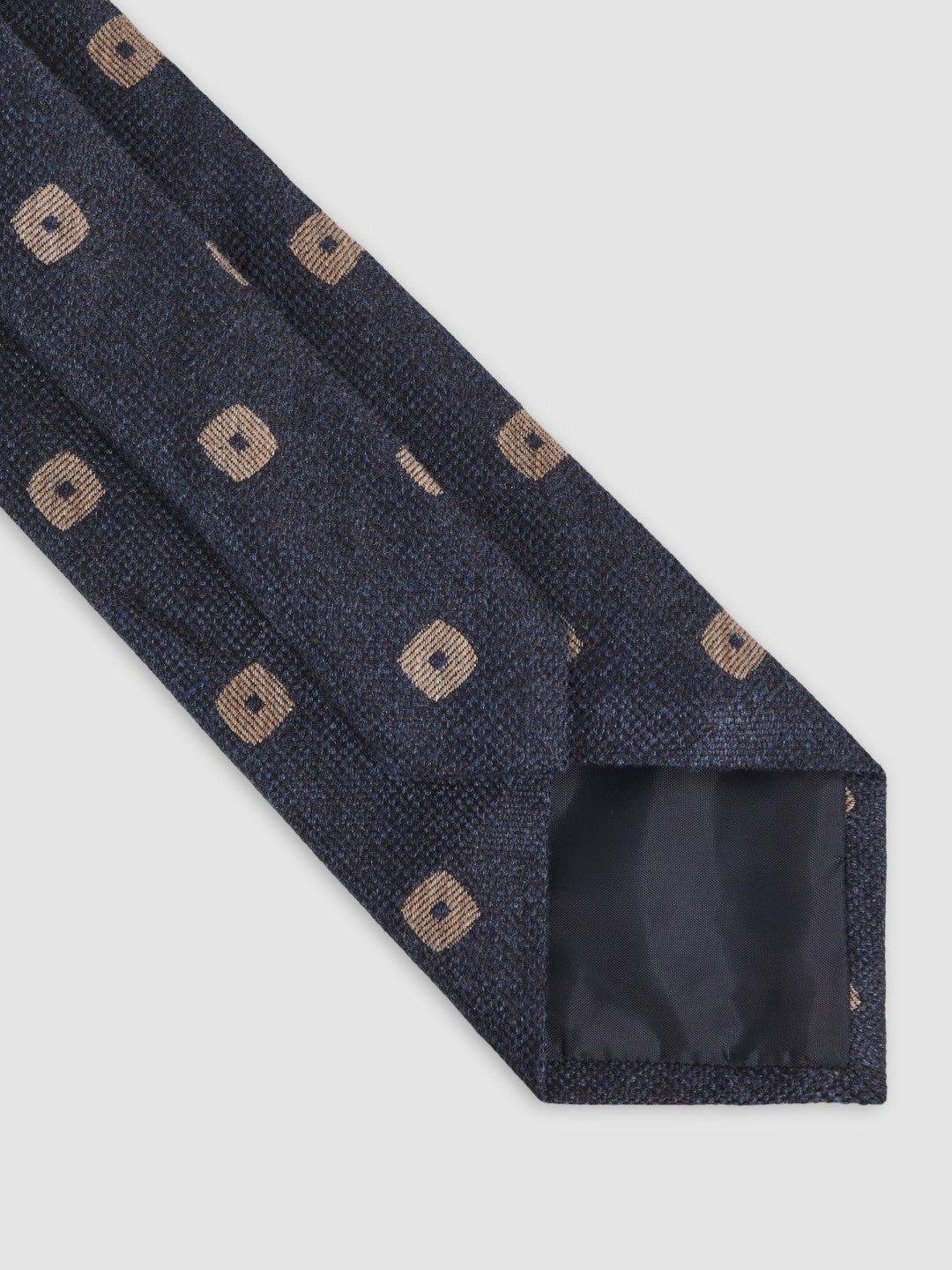 Men Silk-Wool Square-Medallion Tie in Navy