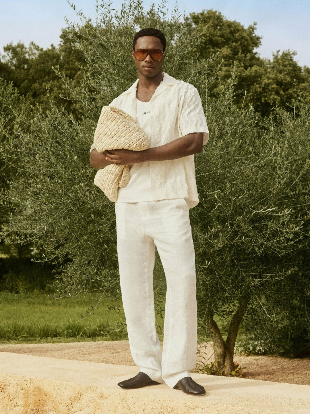 Men | Ché Linen Wide-Leg Trousers in White
