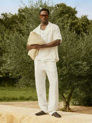 Men | Ché Linen Wide-Leg Trousers in White