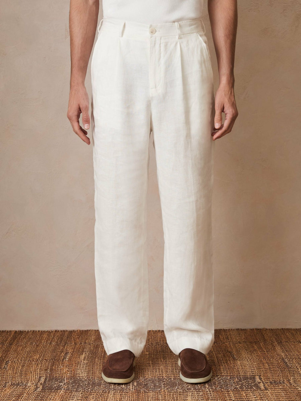 Men | Ché Linen Wide-Leg Trousers in White