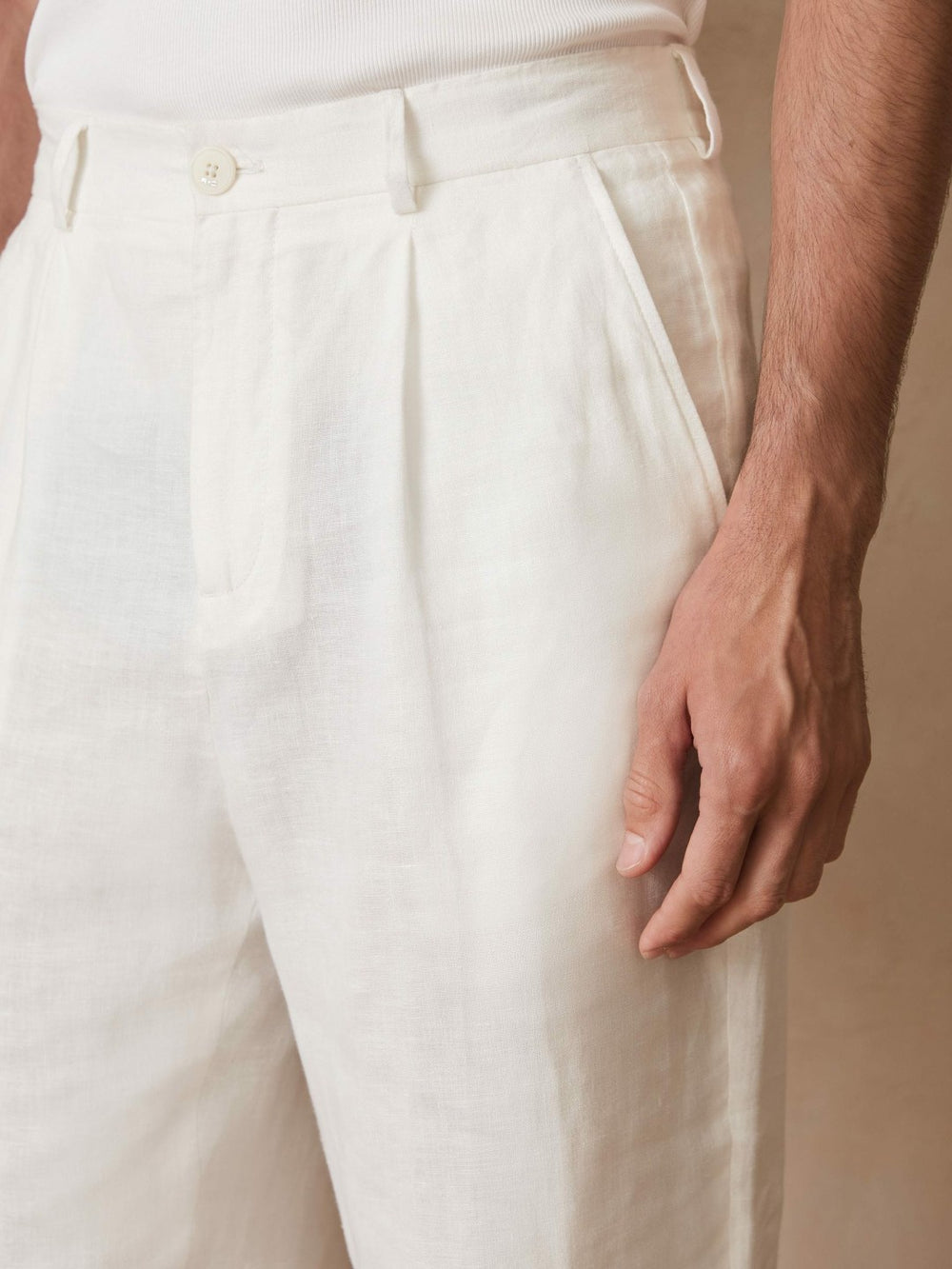 Men | Ché Linen Wide-Leg Trousers in White