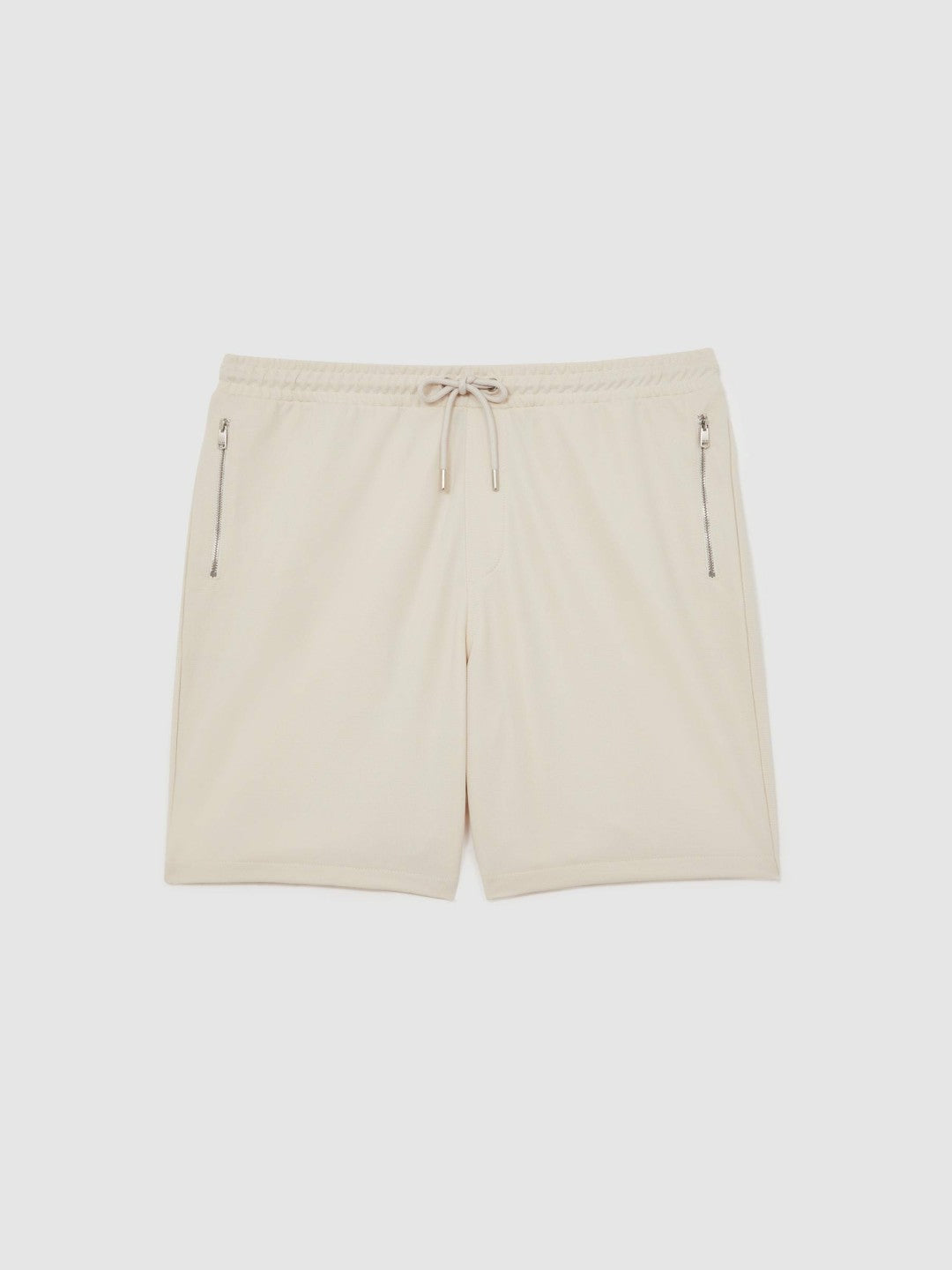 Men Textured Drawstring Shorts in Stone