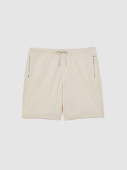 Men Textured Drawstring Shorts in Stone