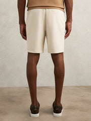 Men Textured Drawstring Shorts in Stone