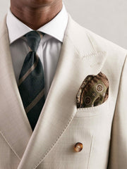 Men Silk Medallion Paisley Pocket Square in Sage
