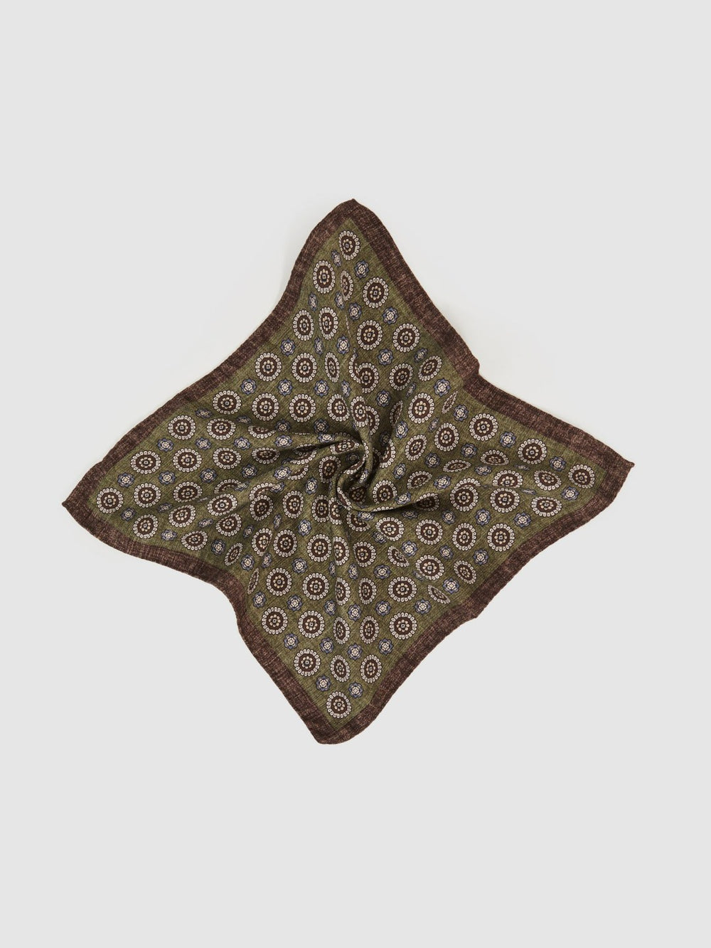 Men Silk Medallion Paisley Pocket Square in Sage