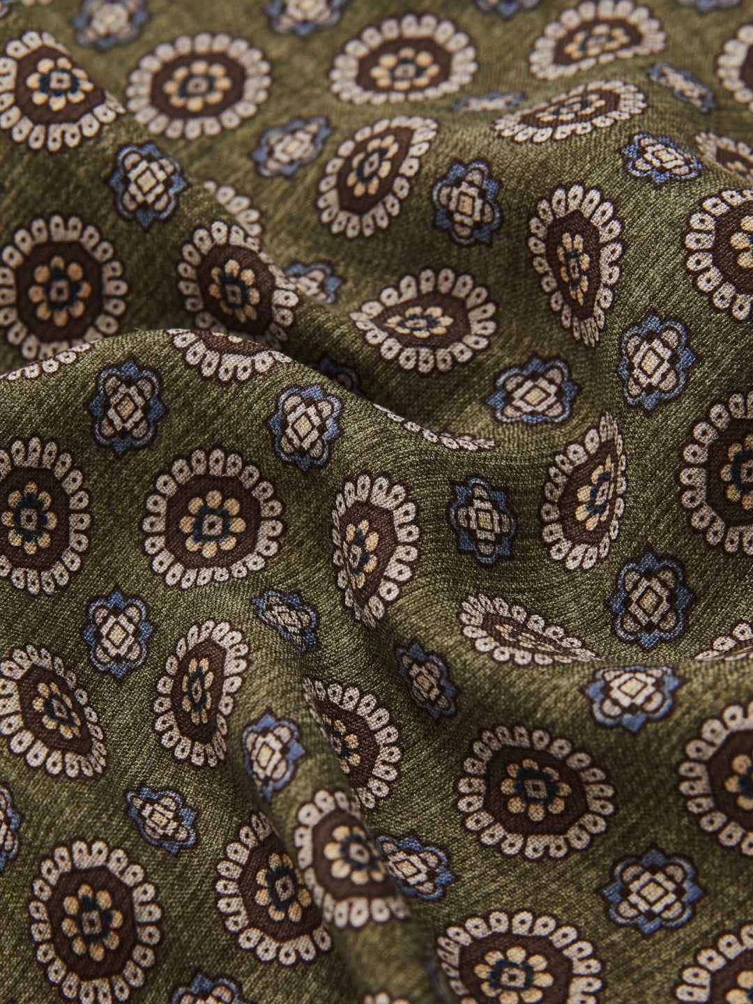 Men Silk Medallion Paisley Pocket Square in Sage