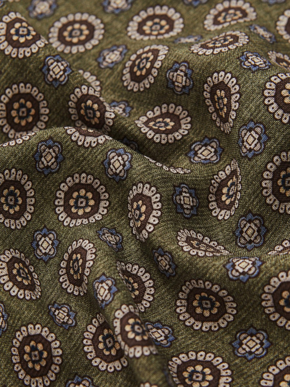 Men Silk Medallion Paisley Pocket Square in Sage