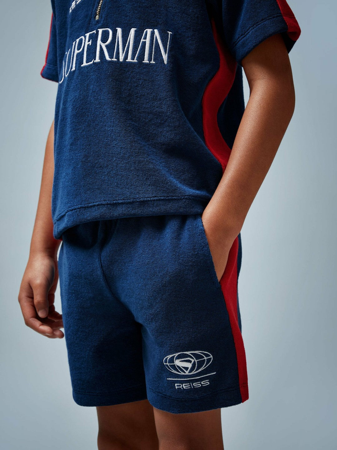 Children & Baby 13-14 yrs Superman Towelling Shorts in Blue/Red